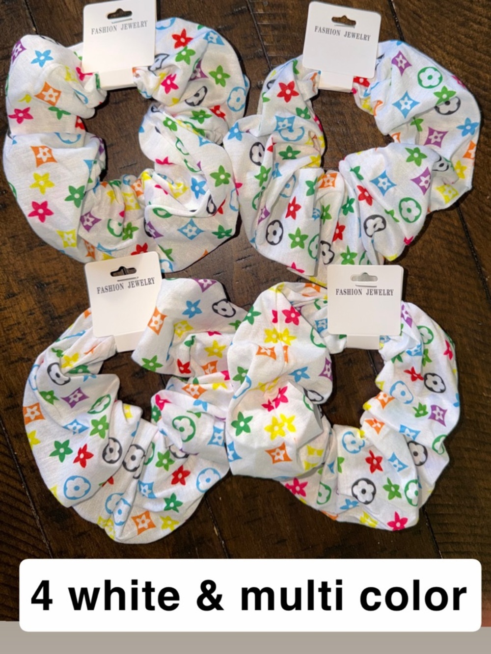 Fashion Scrunchies with Multicolored Monogram